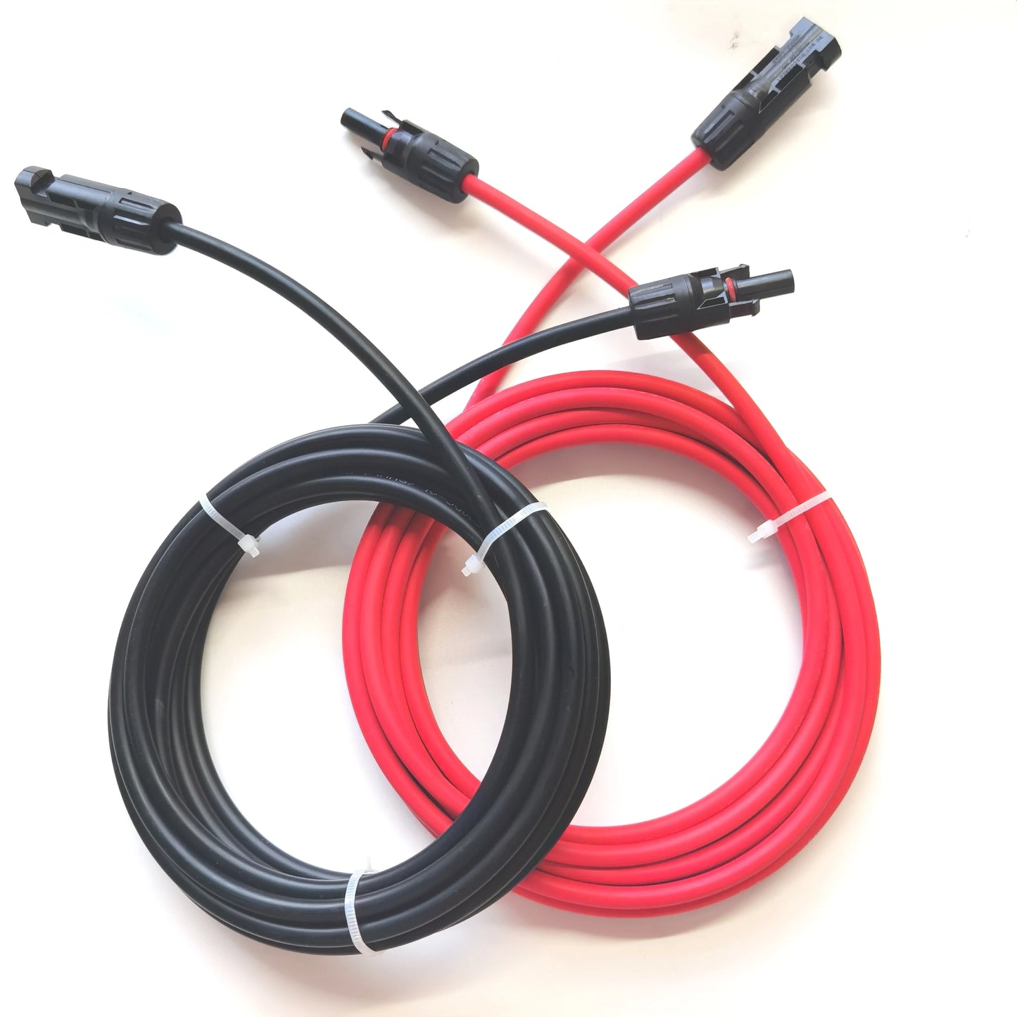 1 Pair Red and Black Double Ends Solar Extension Cable with Connector 2-10 Meters 4mm2/6mm2 Solar Panel Cable Photovoltaic Wire