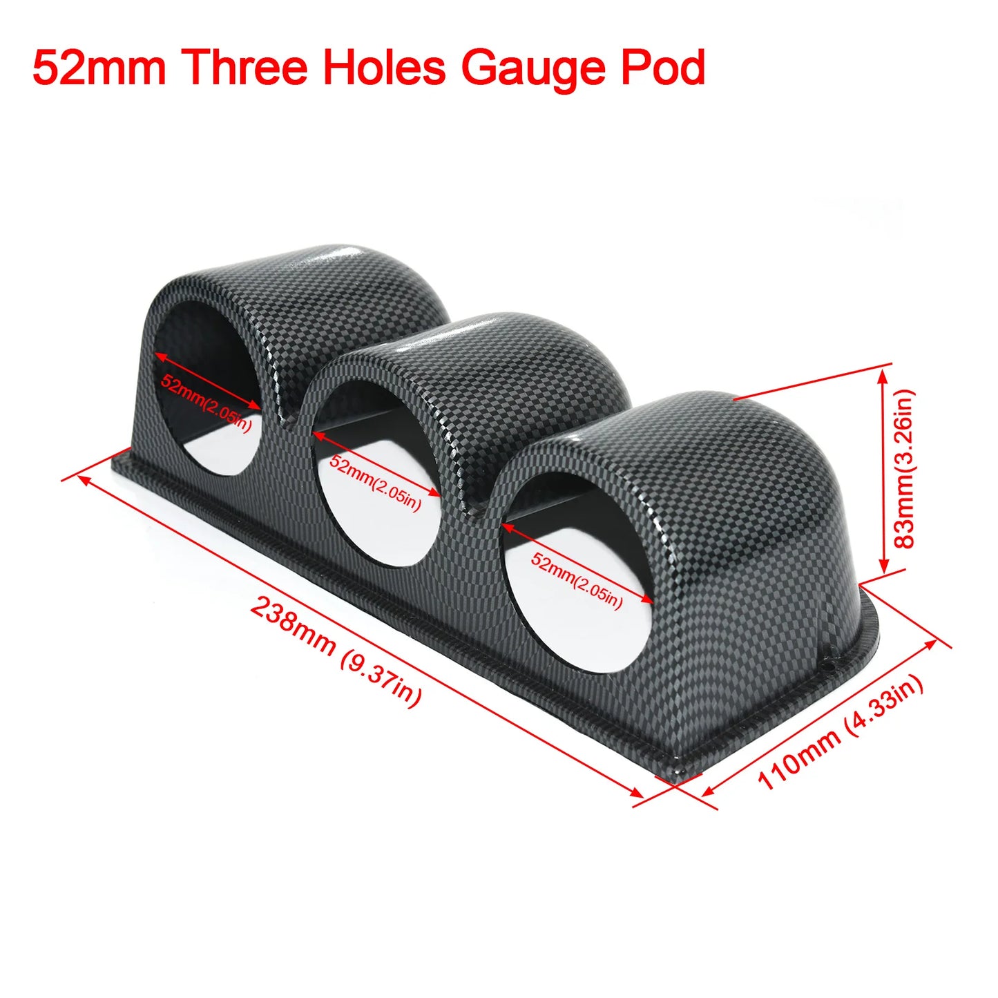 2 inch 52 mm Car Gauge Pod Universal Black Single, Double, Or Triple Car Gauge Holder for Left or Right Side or Dash.