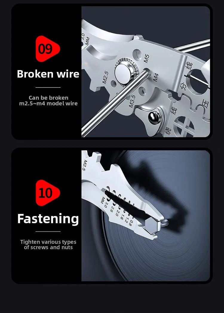 8.5 Inch Multi Functional Industrial Wire Stripper Cutter Crimper Heavy Duty Stainless Steel Electrical Pliers Ergonomic Grip