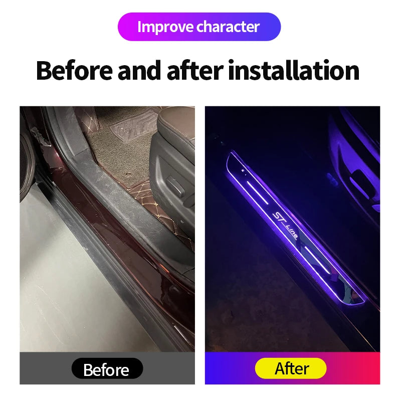 New LED Welcome Pedal Car Scuff Plate Pedal Door Sill Pathway Light For Ford ST Line Focus,  Fiesta, Kuga, and Escape Auto Accessories