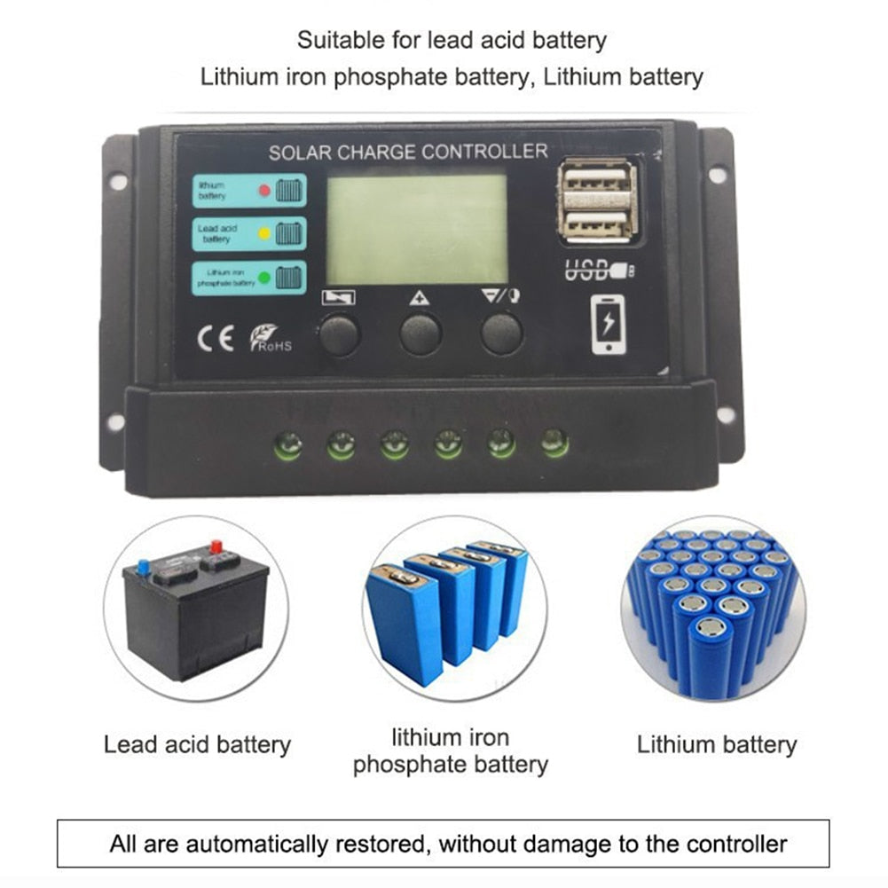 Solar Charge Controller 12V 24V Solar Panel for Lifepo4 Lithium GEL Lead Acid Battery