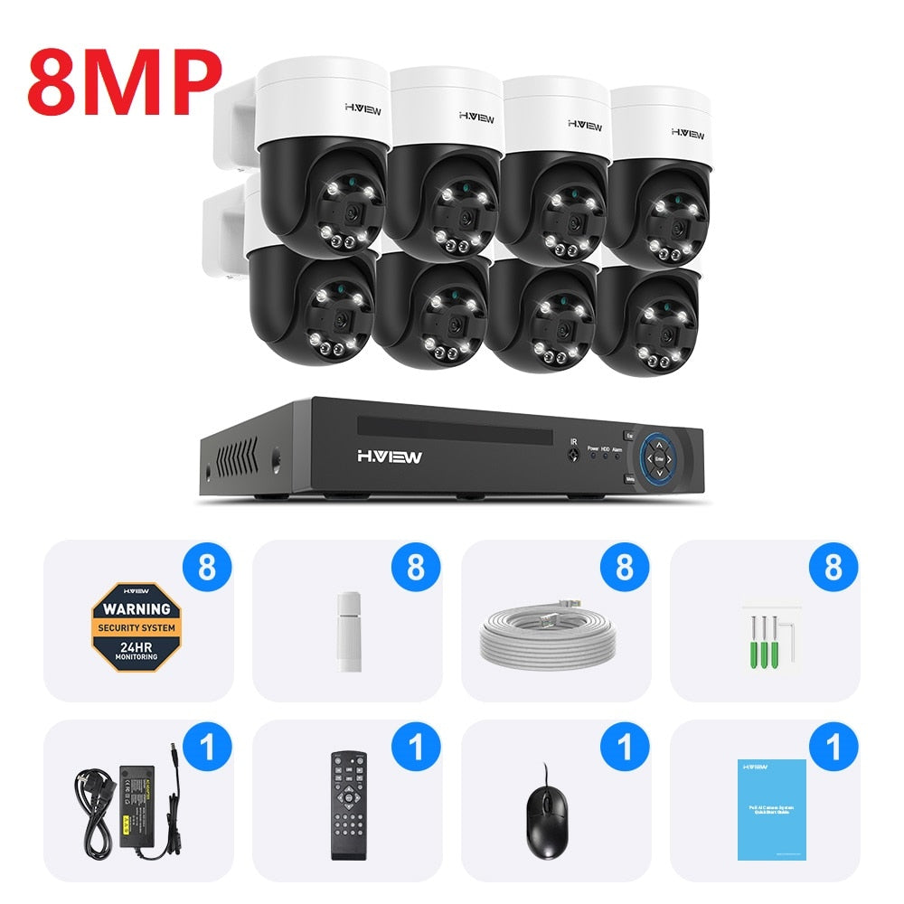 8Ch 4K 5MP 8MP Cctv Security PTZ Cameras System Home Video Surveillance Kit