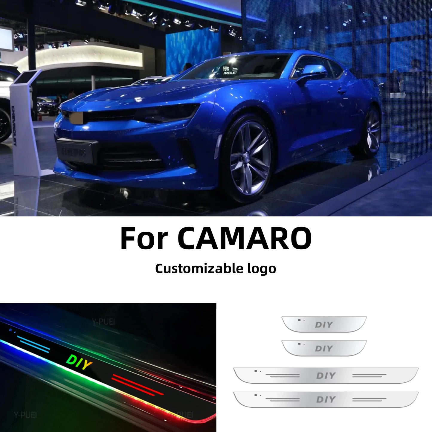 For Chevrolet Camaro1993-2026 Car Door Sill Light Customized Logo LED Welcome Threshold Pedal Lamp