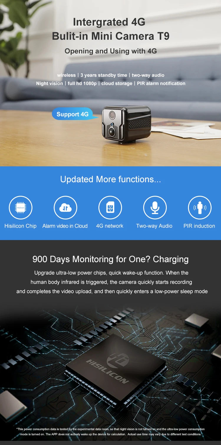 4G WiFi Wireless Surveillance Mini Camera Cloud Storage Remote Call Network Monitoring with Battery 1080p Night Vision Camera