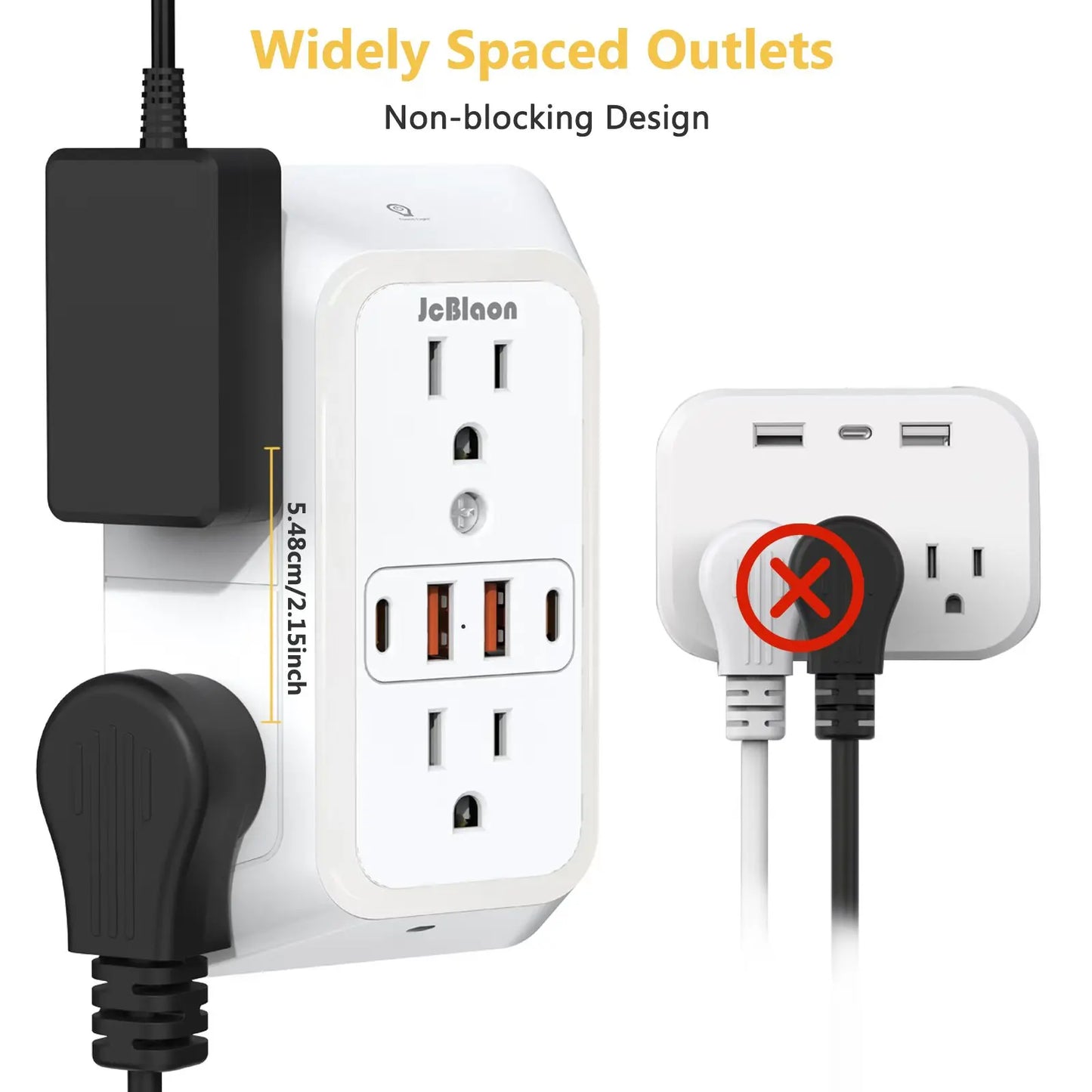 US AC Plug with Induced Light Wall Mounted Power Strip Multi-sockets Network Filter with USB Charging Network Filter Adapter