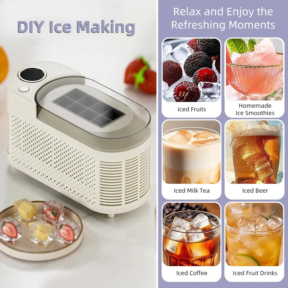 12V/220V Car Ice Maker Desktop Portable Mini Ice Cubes Maker Machine 8 Ice Cubes Ready in 15 Mins For Home/Kitchen/Camping/RV