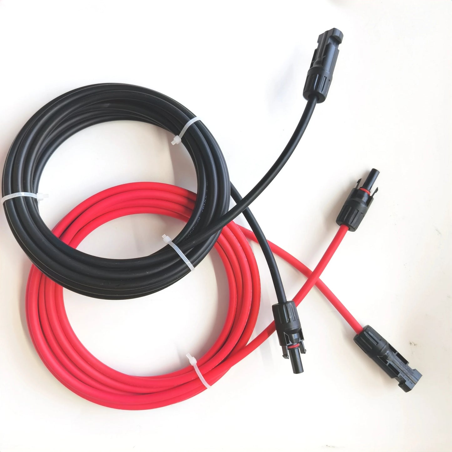 1 Pair Red and Black Double Ends Solar Extension Cable with Connector 2-10 Meters 4mm2/6mm2 Solar Panel Cable Photovoltaic Wire