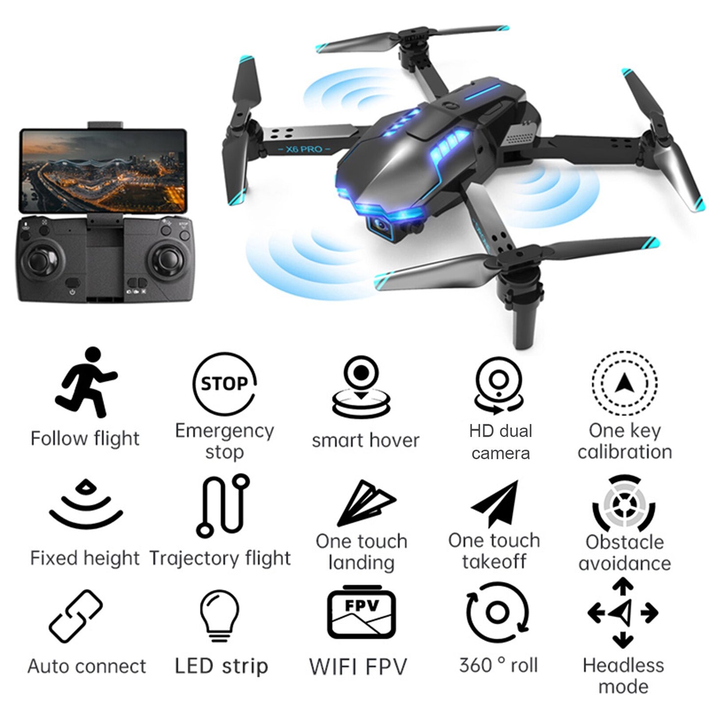 4k HD Dual Camera Obstacle Avoidance RC Drone