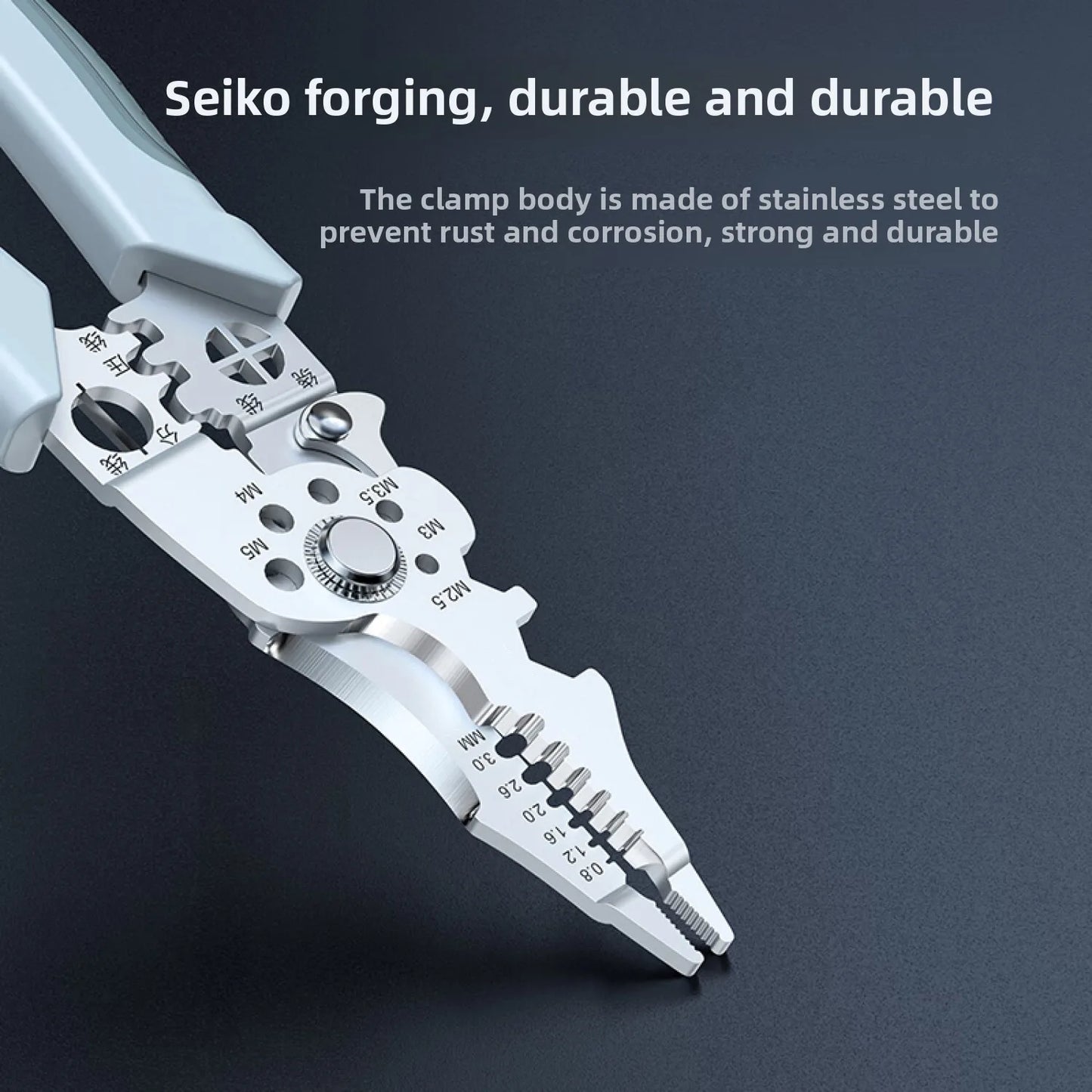 8.5 Inch Multi Functional Industrial Wire Stripper Cutter Crimper Heavy Duty Stainless Steel Electrical Pliers Ergonomic Grip