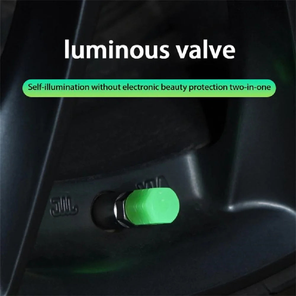 Universal Luminous Tire Valve Cap Car Wheel Hub Glowing Dust-proof Decorative Tyre Rim Stem Covers Applicable Motorcycle E-Bike