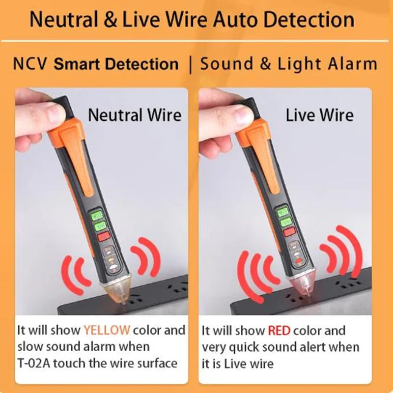 T-02A Non-Contact Voltage Detector Smart Breakpoint Finder Voltage Tester Pen 12-1000V Electrical Tools Voltage Indicator