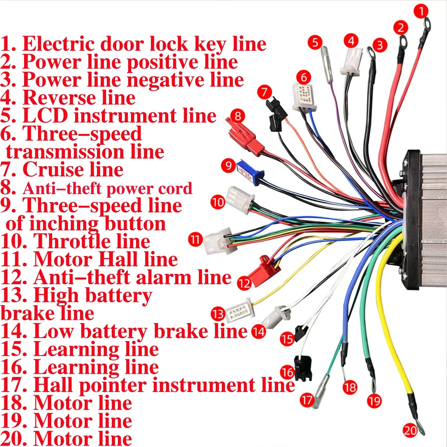 Electric Bike Controller 36V 48V 52V 64V DC Brushless motor 3-Mode sine wave Controller 1000W 1500W 2000W 45A for E-bike scooter