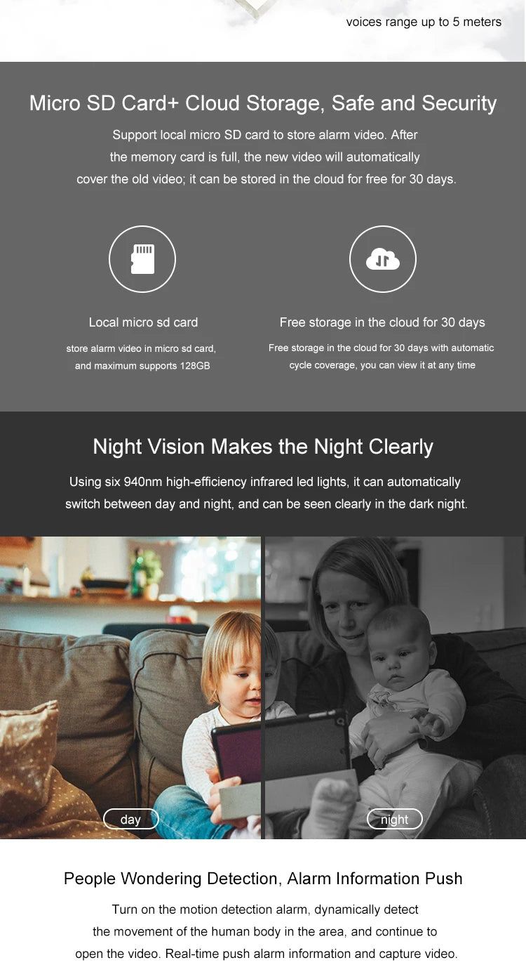 4G WiFi Wireless Surveillance Mini Camera Cloud Storage Remote Call Network Monitoring with Battery 1080p Night Vision Camera