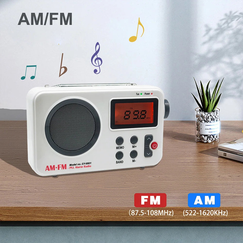 Portable Radio AM FM Radio Audio Receiver Stable Signal Radio With 3.5MM Earphone Plug Stretchable Antenna USB Battery Powered