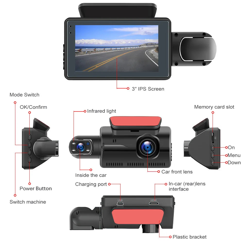 2 Lens Car Video Recorder Dash Cam Wi Fi and Digital Video Recorder