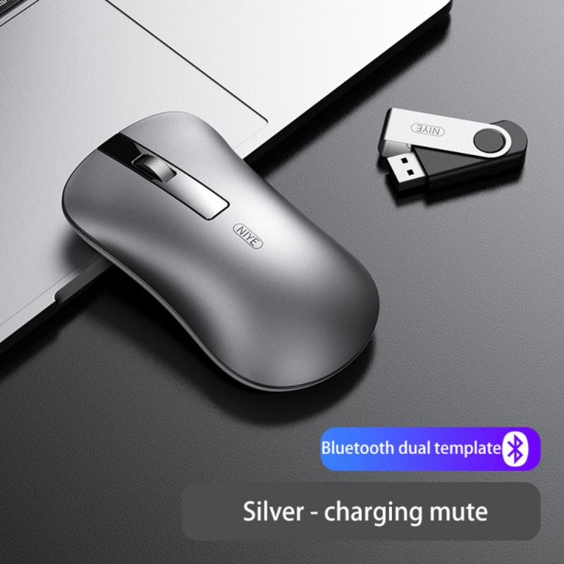 Aluminum Alloy Rechargeable Wireless Mouse For PC Laptop Bluetooth-compatible