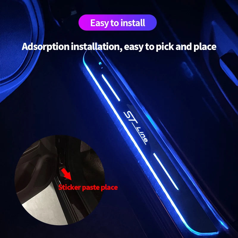 New LED Welcome Pedal Car Scuff Plate Pedal Door Sill Pathway Light For Ford ST Line Focus,  Fiesta, Kuga, and Escape Auto Accessories