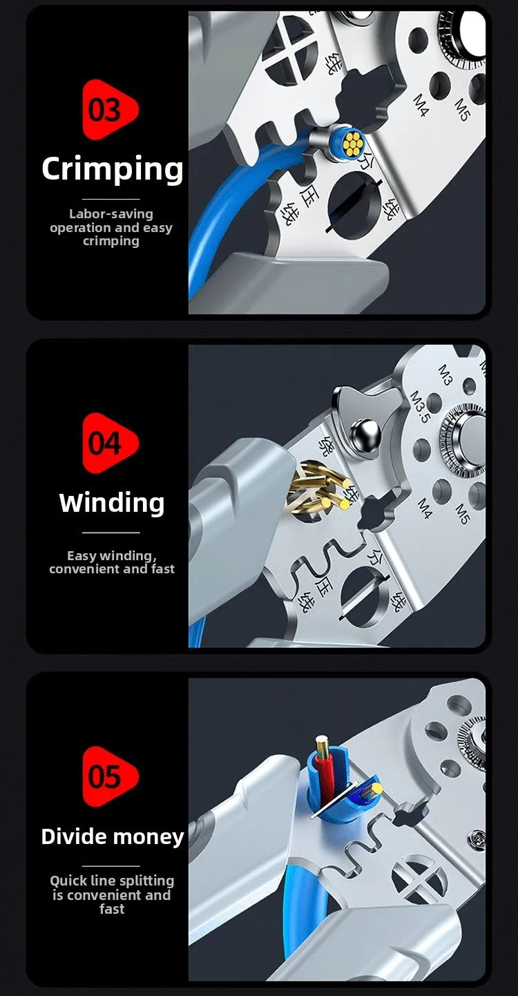 8.5 Inch Multi Functional Industrial Wire Stripper Cutter Crimper Heavy Duty Stainless Steel Electrical Pliers Ergonomic Grip