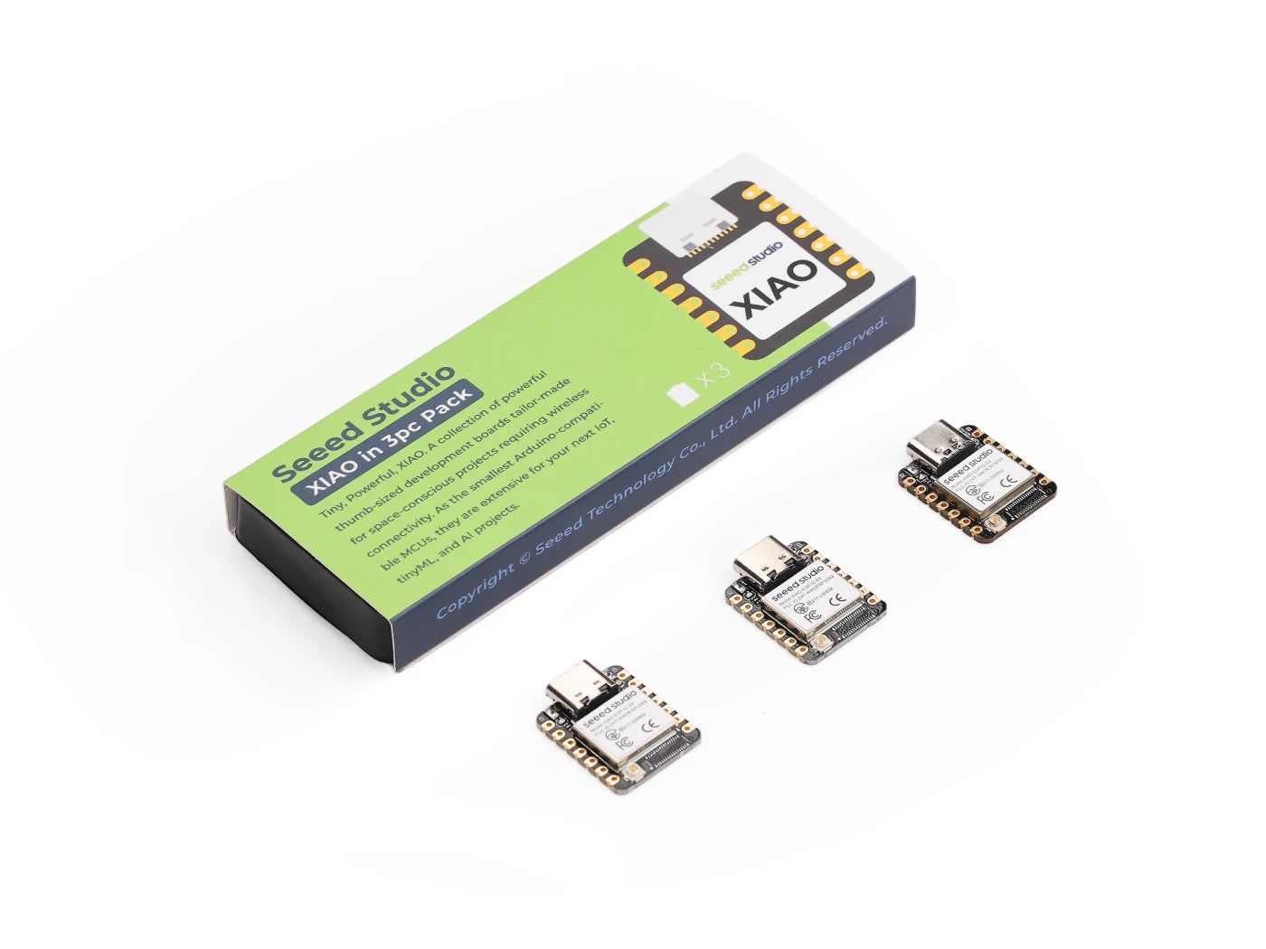 XIAO ESP32S3 3PCS Pack - 2.4GHz Wi-Fi, BLE 5.0, Dual-core, Battery Charge Supported, Power Efficiency and Rich Interface, Ideal