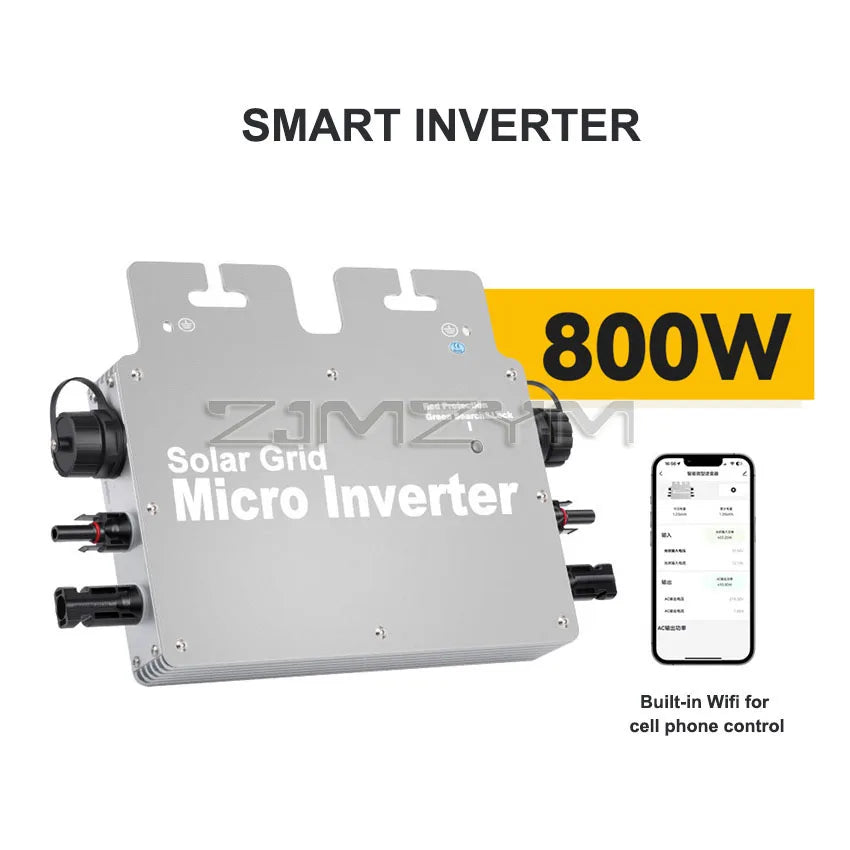 800W PV Solar Micro Inverter DC to AC Output 110V 220V Micro Solar Grid Tie Inverter IP65 With WIFI