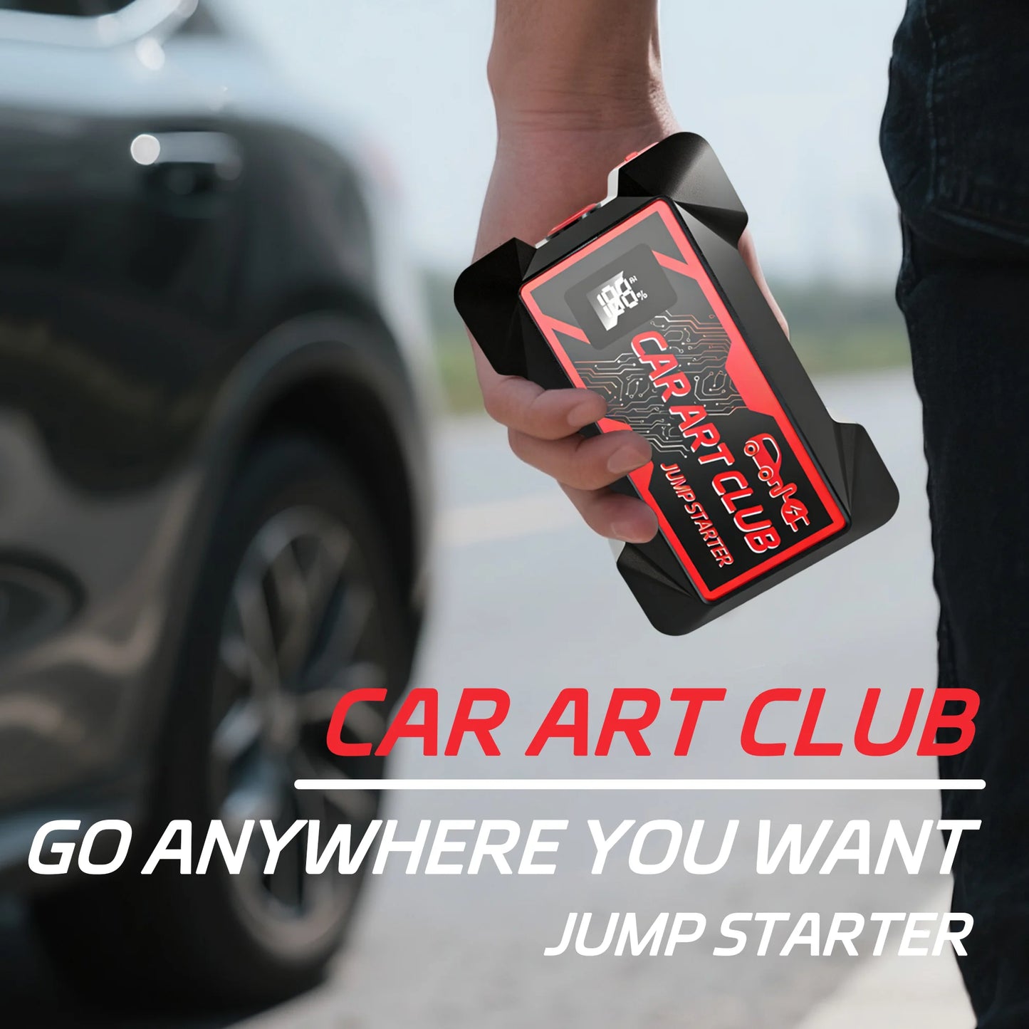 6000A Peak Jump Boxes for Vehicles(12V 6.5L Gas/5.0L Diesel Engine) Equipped Fast Wireless Charging Jump Starter Battery Pack