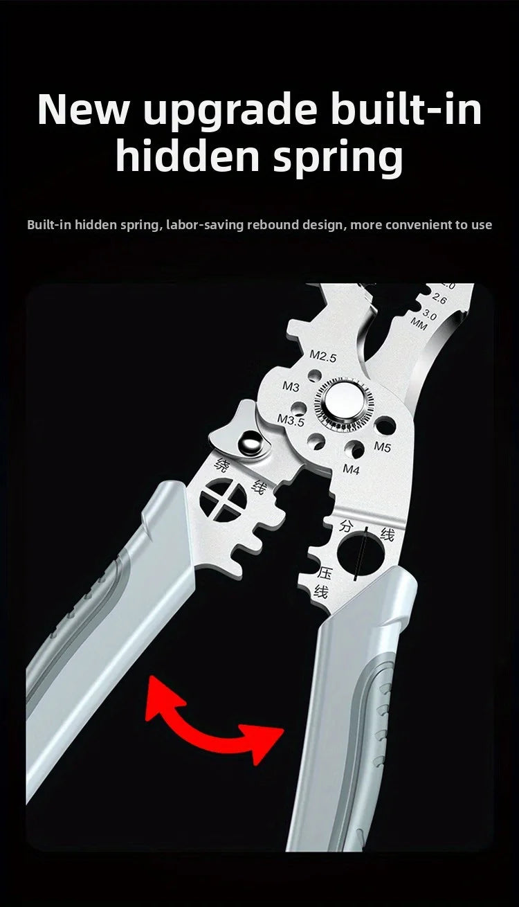 8.5 Inch Multi Functional Industrial Wire Stripper Cutter Crimper Heavy Duty Stainless Steel Electrical Pliers Ergonomic Grip