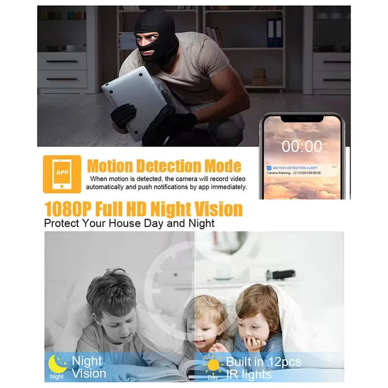 1080p Mini Camera Home Small Wireless Wifi Cameras Outdoor Upgraded Motion Detection Security Alerts Night Vision Camera