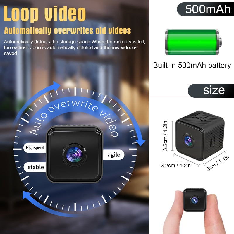 Mini Camera Infrared Night Vision Wireless WIFI Remote Surveillance.