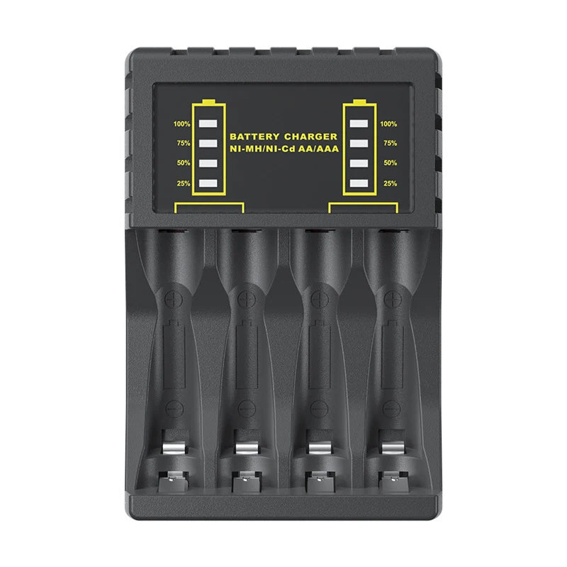 Battery Charger for AAA/AA Rechargeable 4 Slot Batter Charger With LED Indicator Charger Cable for AA/AAA Ni-MH/Ni-Cd Batteries