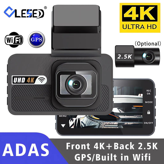 Dash Cam UHD 3840*2160P  4K + 2.5K Dual Lens Car DVR with ADAS 5G WiFi GPS Black Box Video Drive Recorder WDR/HDR Night Vision