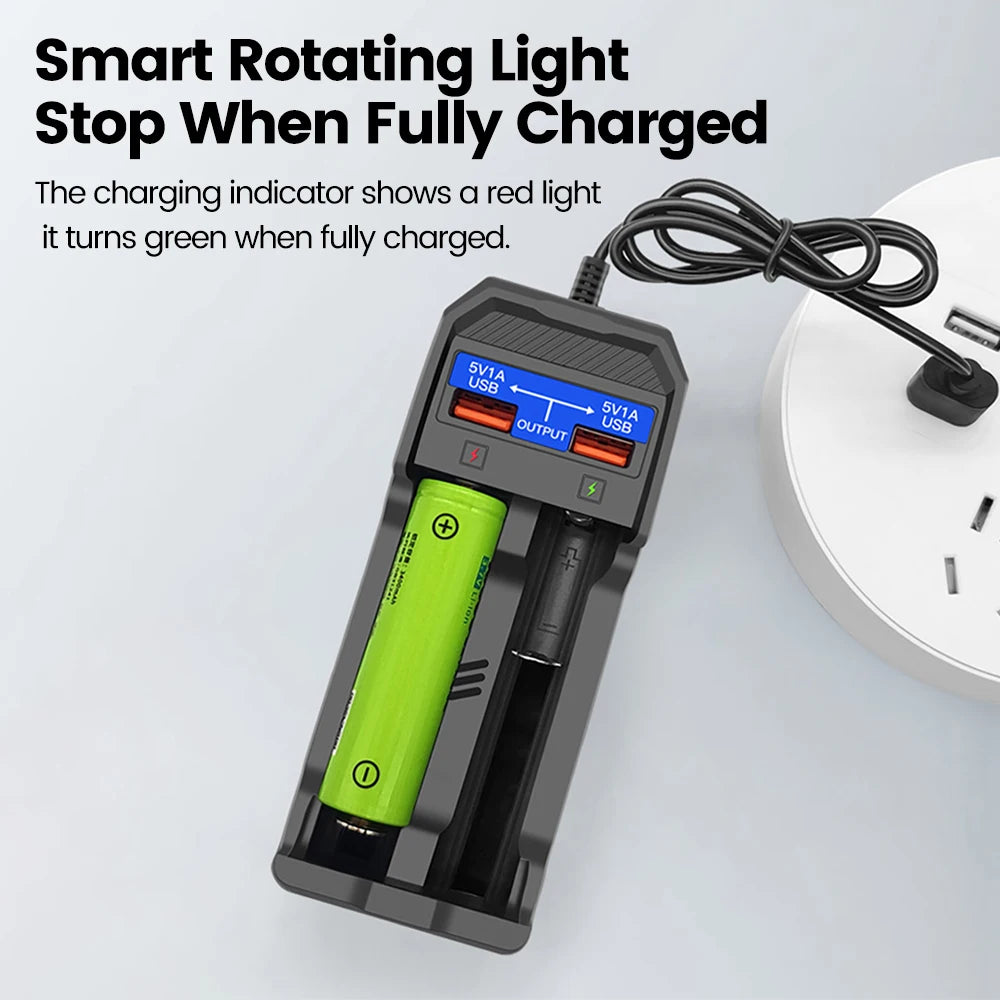 Li-ion Battery Charger for 18650、18500、18490、16340、14500 4.2V 1200MA Dual USB Charger Lithium Batteries