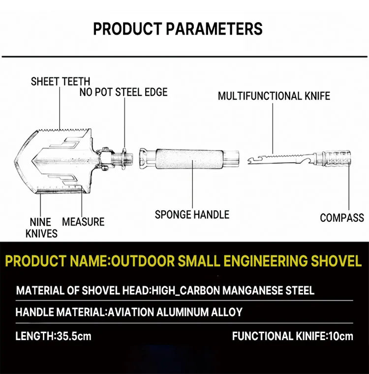 Multi-purpose Military Folding Camping Shovel – your ultimate camping buddy and self-defense security tool all rolled into one!