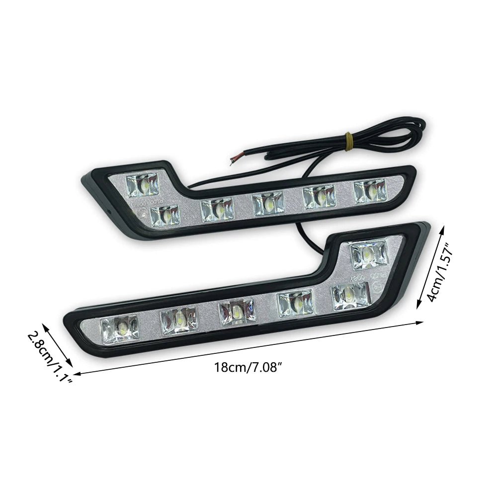 Universal 2Pcs LED Car Daytime Running Light 6LED 12V L-shaped Fog Light Durable Waterproof Car LED Lamp