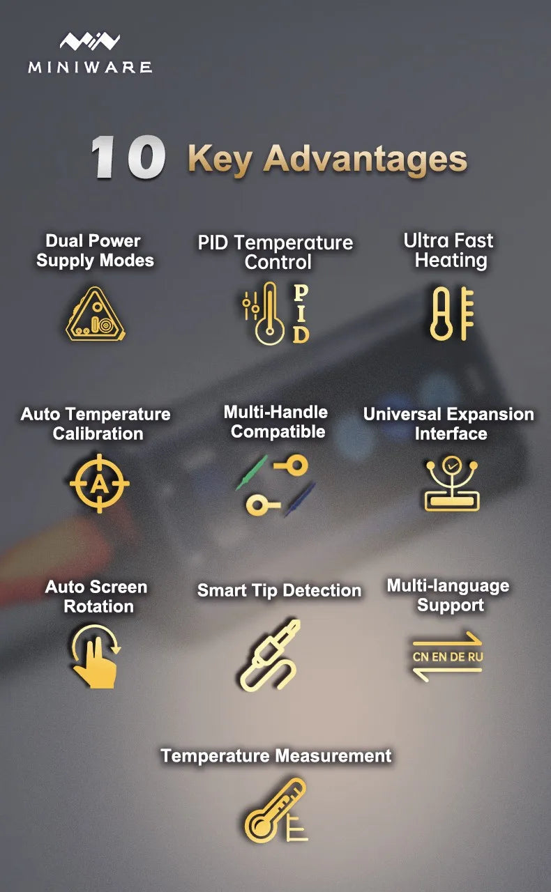 OFFICIAL MINIWARE TS1M Mini Soldering Station Portable Digital Display 210/245 Handle Tip Power Welding Repair Kits DIY Tool