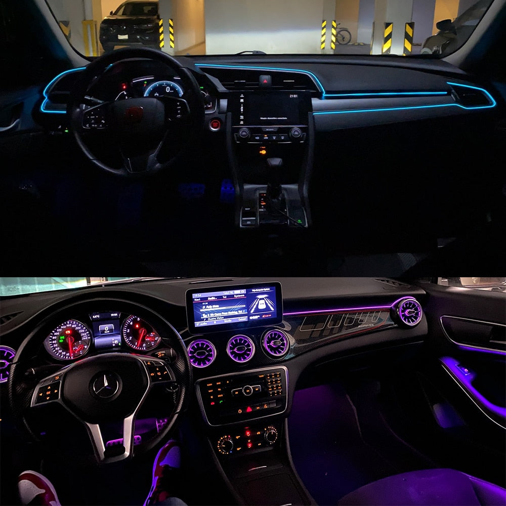 LED Ambient Light For Car LED Panel Dashboard Neon Strip EL Light Line Tube