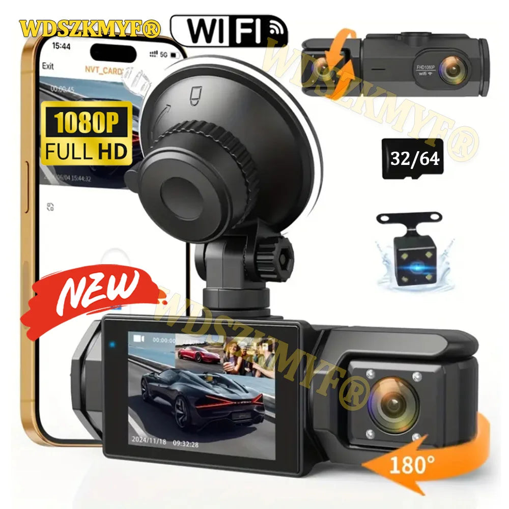 NEW WIFI Dash Cam for Car 2/3 Channel Front Rear Camera 1080P Video Recorder Dashcam Black Box Car DVR OptionalRear View Camera