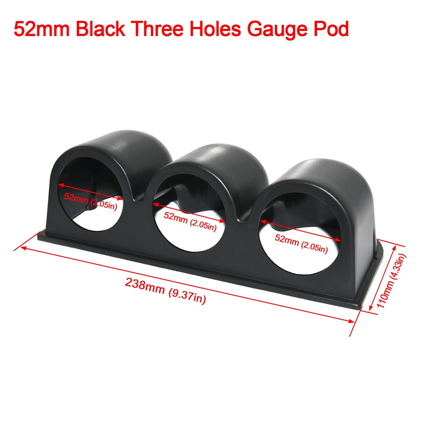 2 inch 52 mm Car Gauge Pod Universal Black Single, Double, Or Triple Car Gauge Holder for Left or Right Side or Dash.