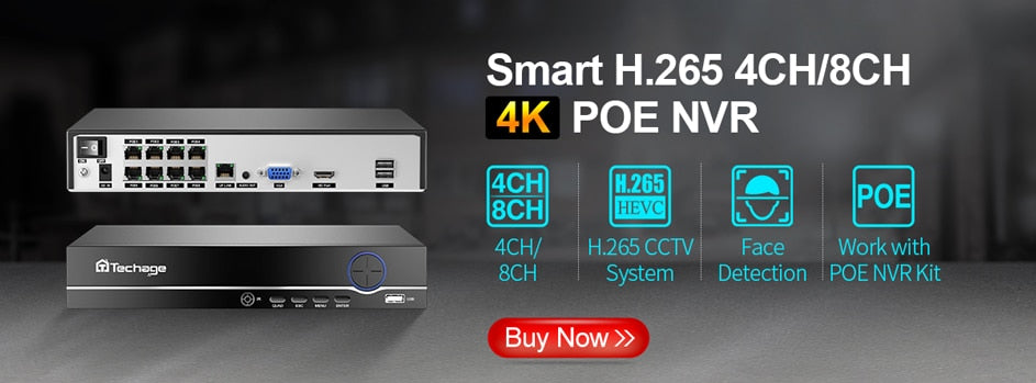 H.265 5MP 4K Security POE IP Camera Human Detection.