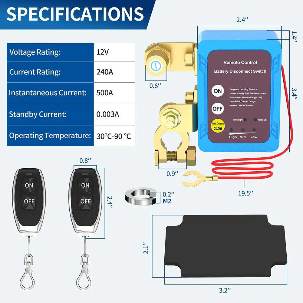 Remote Battery Disconnect Switch Kill Switch Remote Control Switch For Auto and motor home.