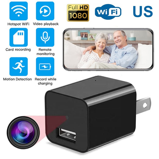 1080P Wi fi Mini Camera US/EU Plug Charger Power HD Surveillance Wireless Vision