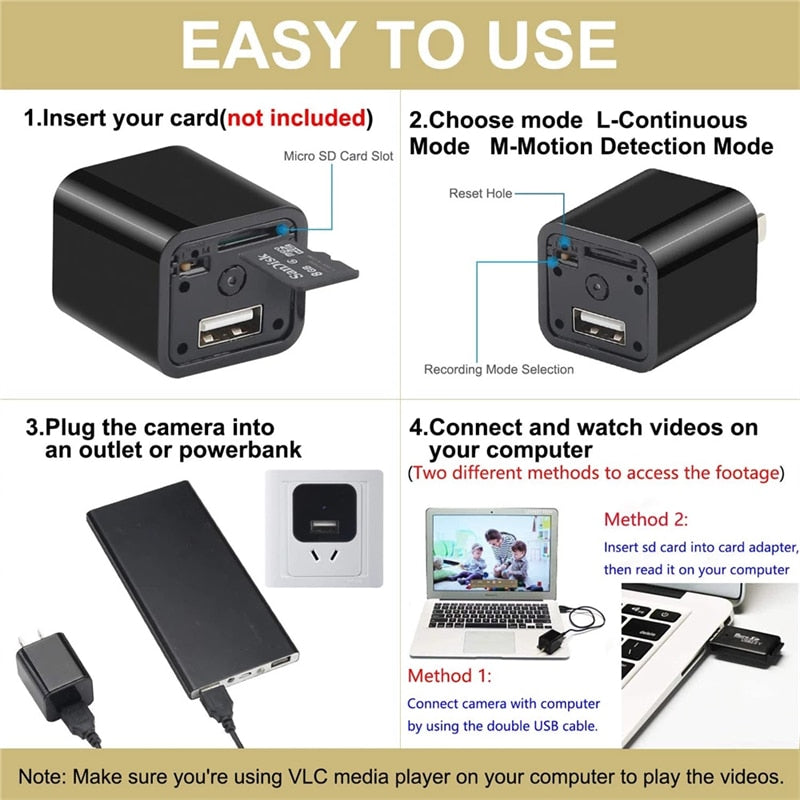 USB Charger DC 5V Adapter Mini Charger Micro Camera