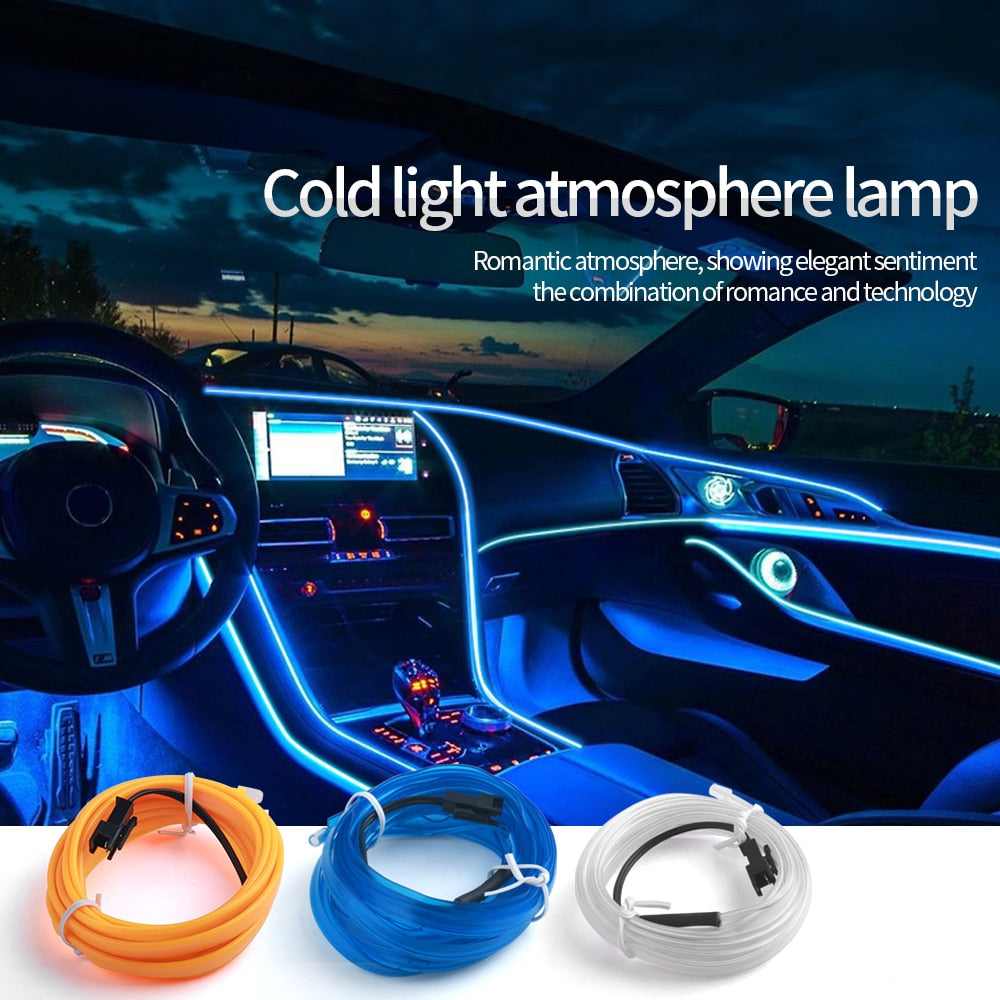 LED Ambient Light For Car LED Panel Dashboard Neon Strip EL Light Line Tube