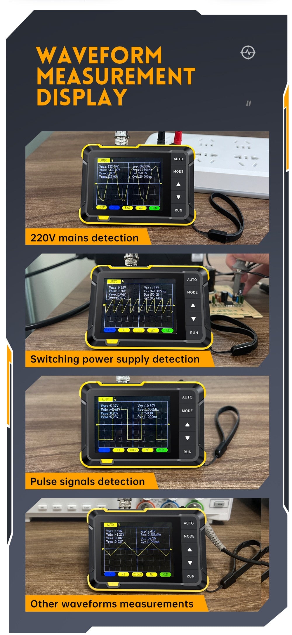 Mini Handheld Digital Oscilloscope Support PWM Output