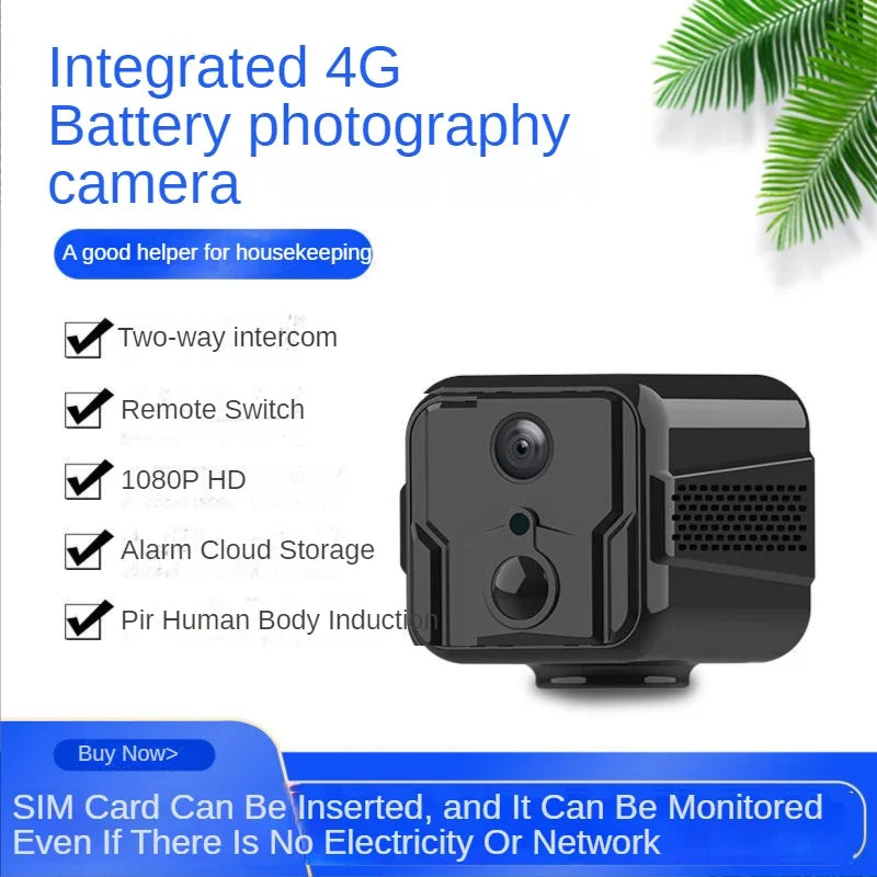 4G WiFi Wireless Surveillance Mini Camera Cloud Storage Remote Call Network Monitoring with Battery 1080p Night Vision Camera