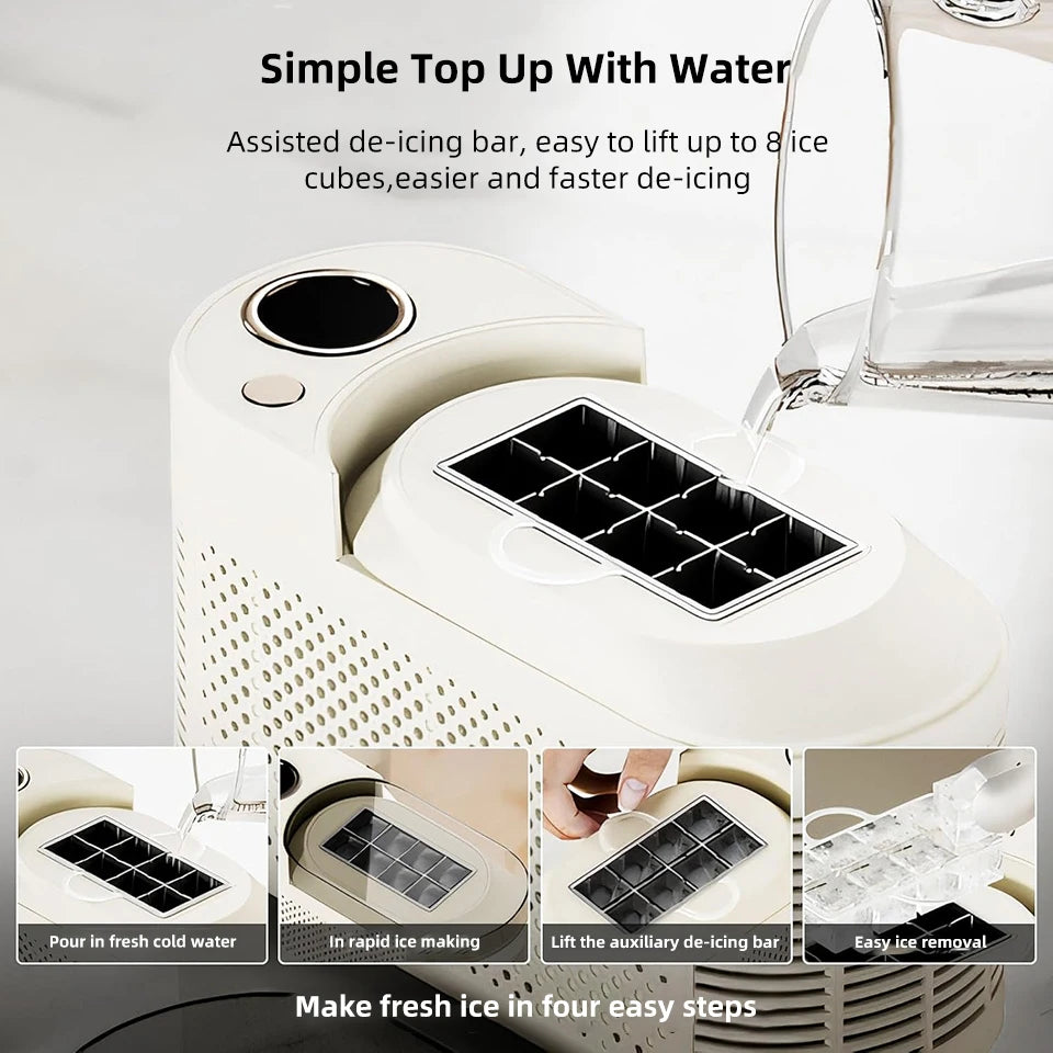 12V/220V Car Ice Maker Desktop Portable Mini Ice Cubes Maker Machine 8 Ice Cubes Ready in 15 Mins For Home/Kitchen/Camping/RV