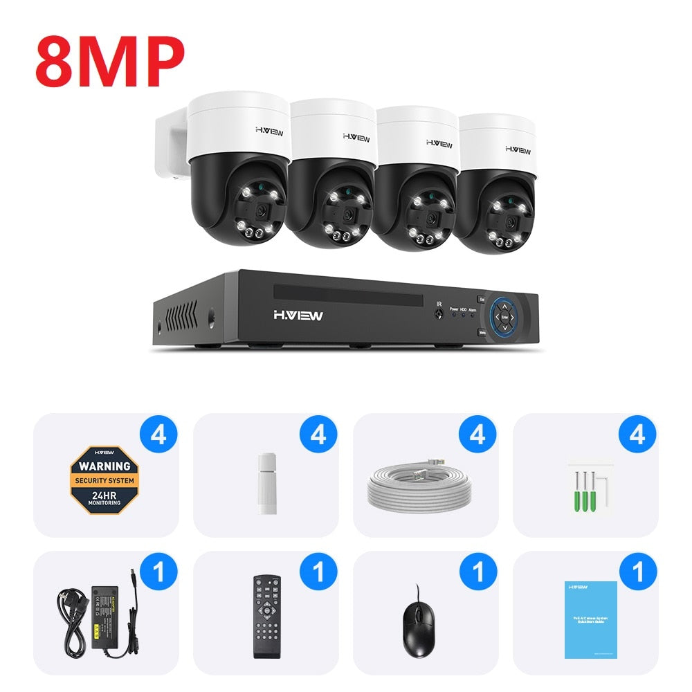 8Ch 4K 5MP 8MP Cctv Security PTZ Cameras System Home Video Surveillance Kit