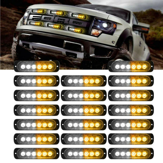 20PCS 12v-24v LED Strobe Light 6LED Flash Light Truck Trailer Lights Warning Hazard Car Emergency Lights For Vehicles
