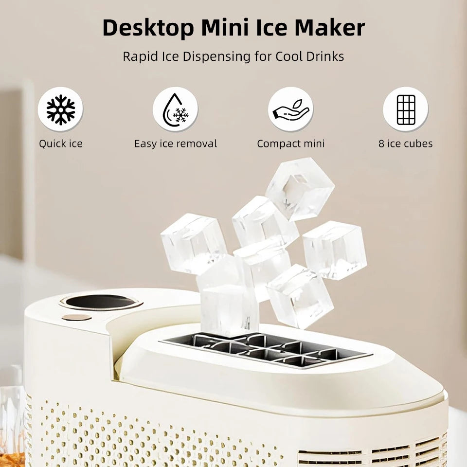 12V/220V Car Ice Maker Desktop Portable Mini Ice Cubes Maker Machine 8 Ice Cubes Ready in 15 Mins For Home/Kitchen/Camping/RV
