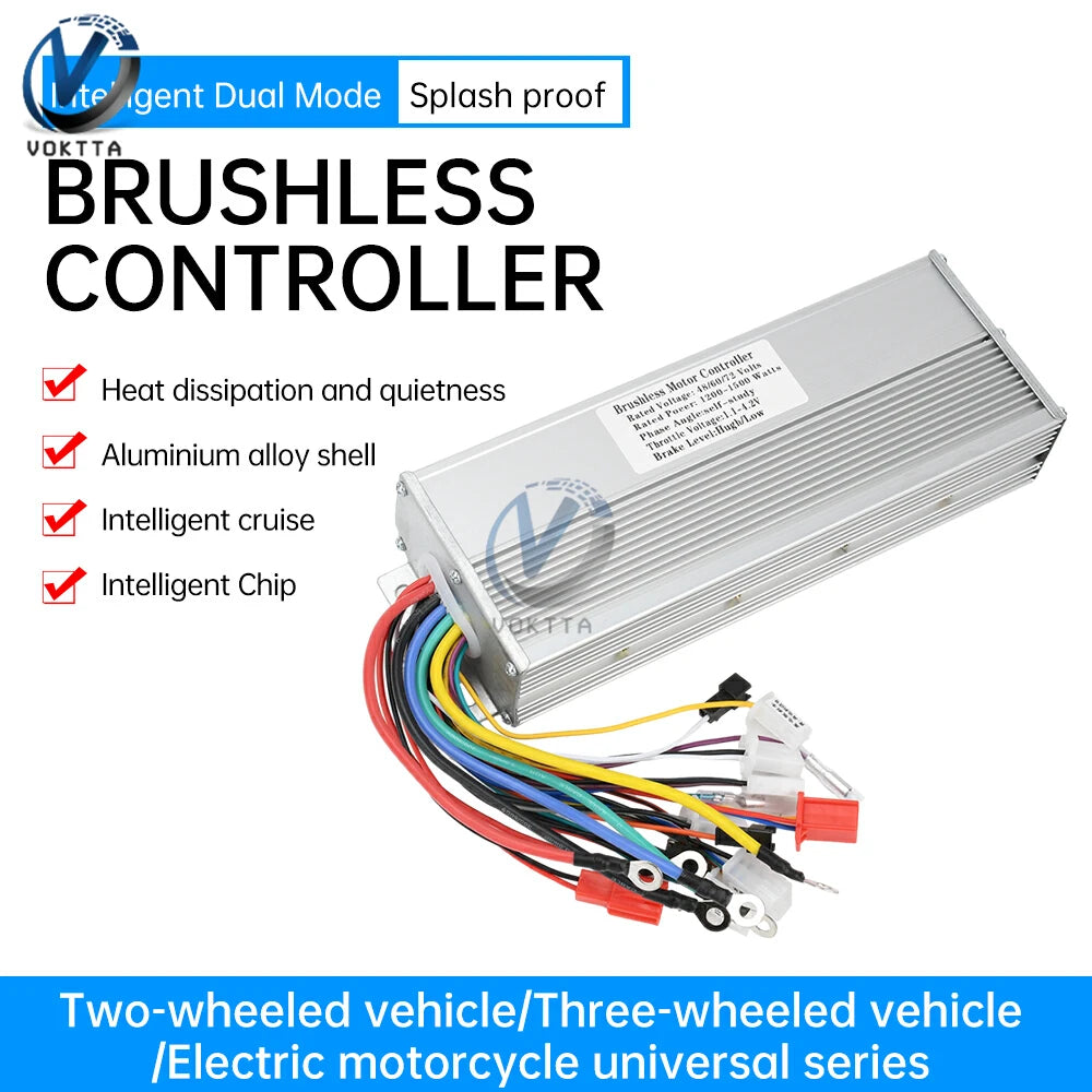 48V 60V 64V 72V 1200W-1500W Universal Intelligent Brushless Controller Three-speed Control for Car Motorcycle Electric Vehicle