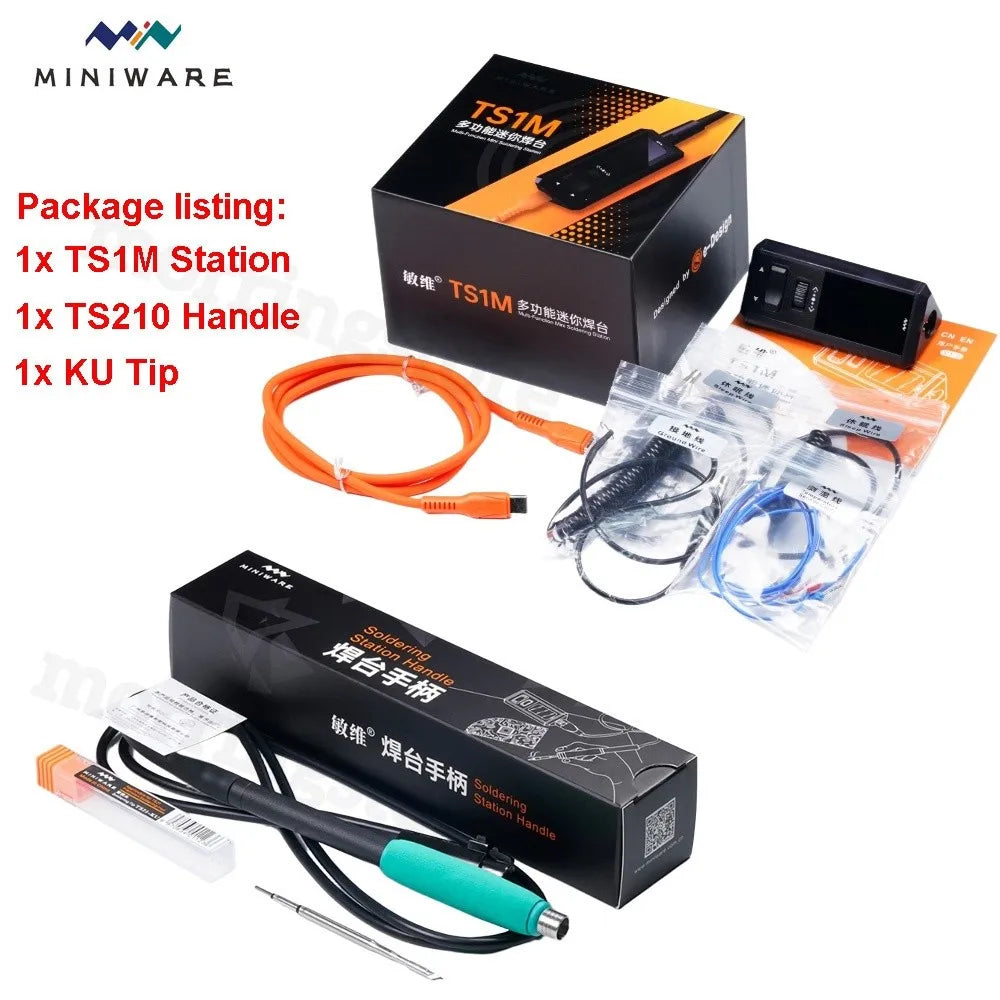 OFFICIAL MINIWARE TS1M Mini Soldering Station Portable Digital Display 210/245 Handle Tip Power Welding Repair Kits DIY Tool